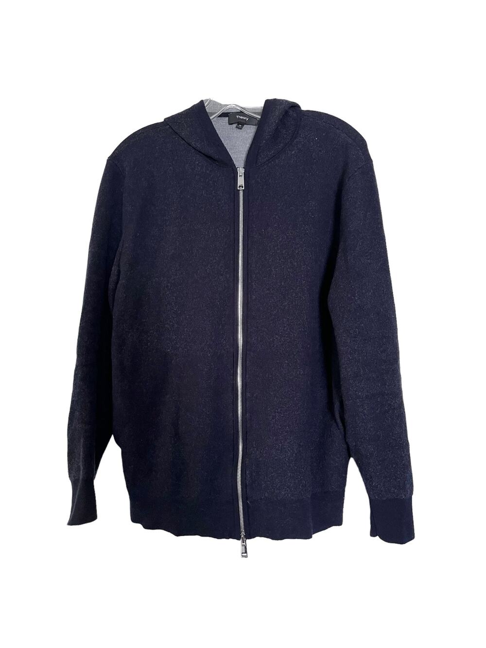 Theory Men’s Wool Blend Navy Gray Zip Hoodie Medium